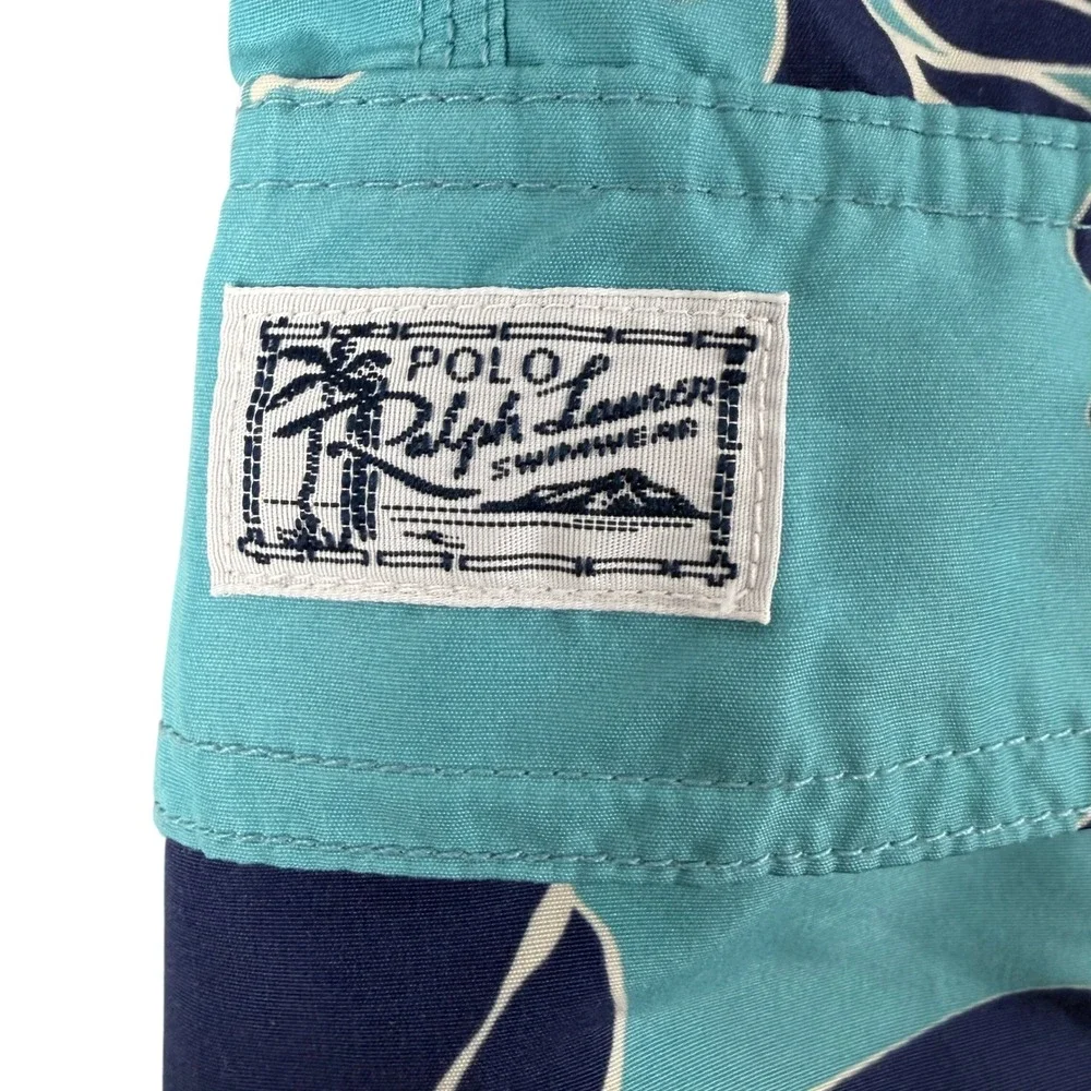 Polo Ralph Lauren Swim Shorts Mens‎ XL Blue Floral Boardshort Trunks Drawstring